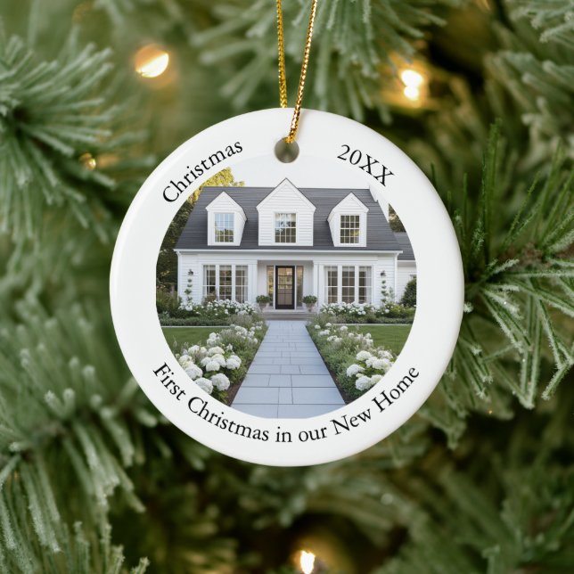 Personalized New Home Christmas Ceramic Ornament (Tree)