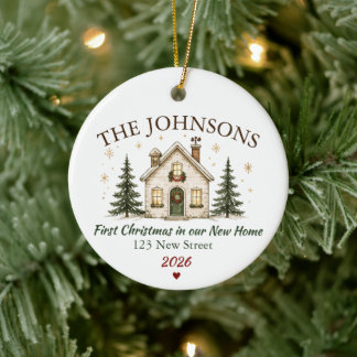 Personalized New Home Christmas Ceramic Ornament