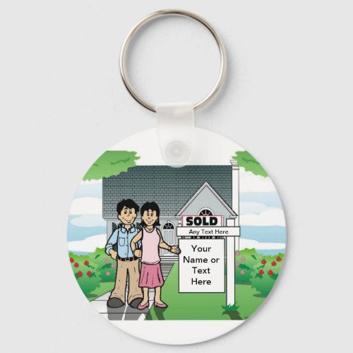 Personalized New Home _ Couple Cartoon Keychain