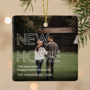 Personalized New Home Photo Christmas Ceramic Ornament