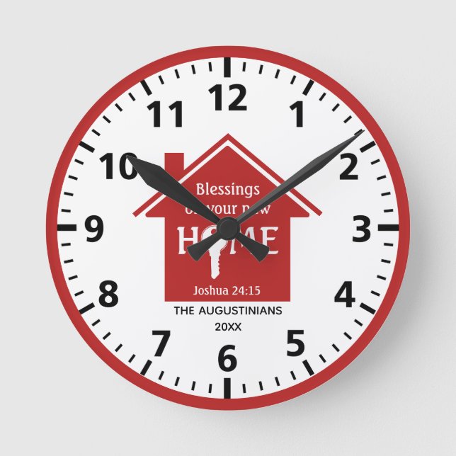 Personalized New Home Round Clock (Front)