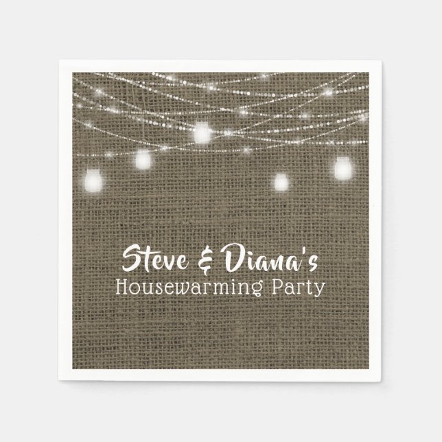 Personalized New Home Rustic Housewarming Party Napkins (Front)