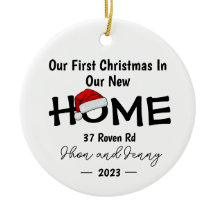 Personalized New Home Santa Hat Christmas Ornament