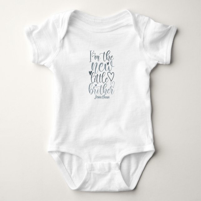 Personalized New Little Brother White Baby   Baby Bodysuit (Front)