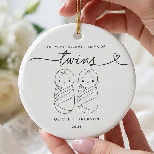 Personalized New Mama of Twins Ornament