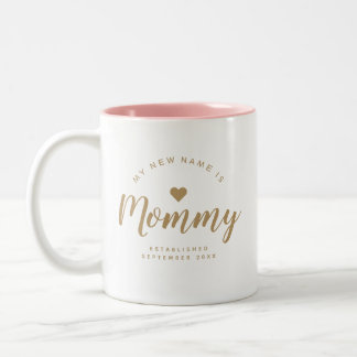 Personalized New Mom Baby Announcement Two-Tone Coffee Mug