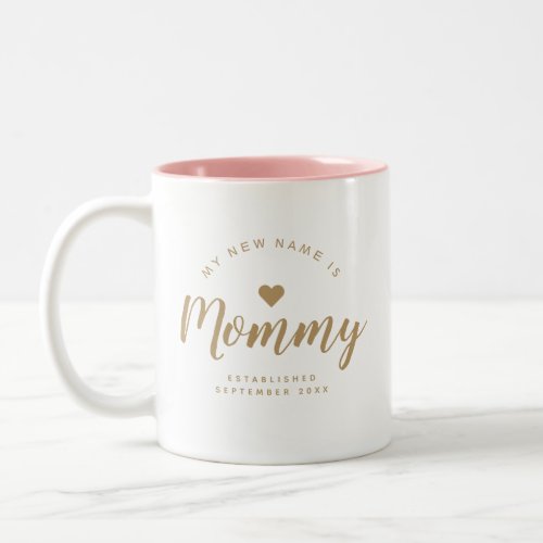 Personalized New Mom Baby Announcement Two_Tone Coffee Mug