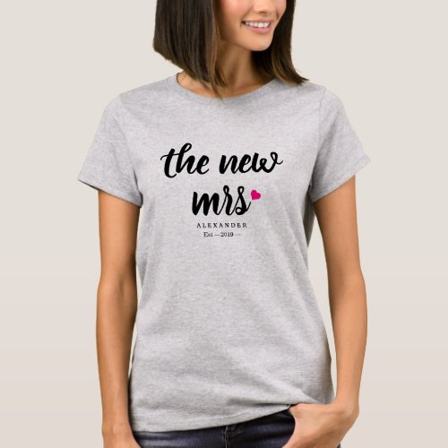 Personalized New Mrs Name with Your Wedding Date T_Shirt