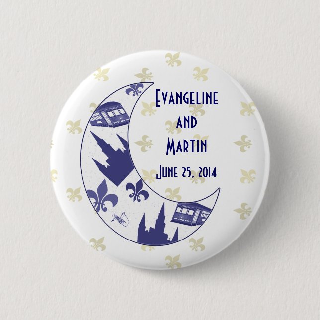 Personalized New Orleans Crescent Moon Button (Front)