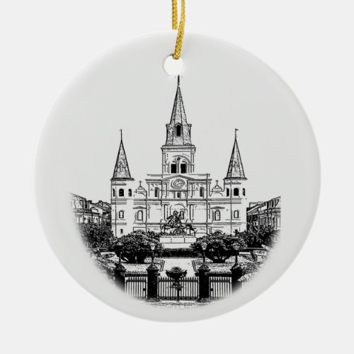 Personalized New Orleans Jackson Square Christmas Ceramic Ornament