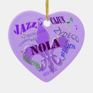 Personalized New Orleans Music Purple Ceramic Ornament
