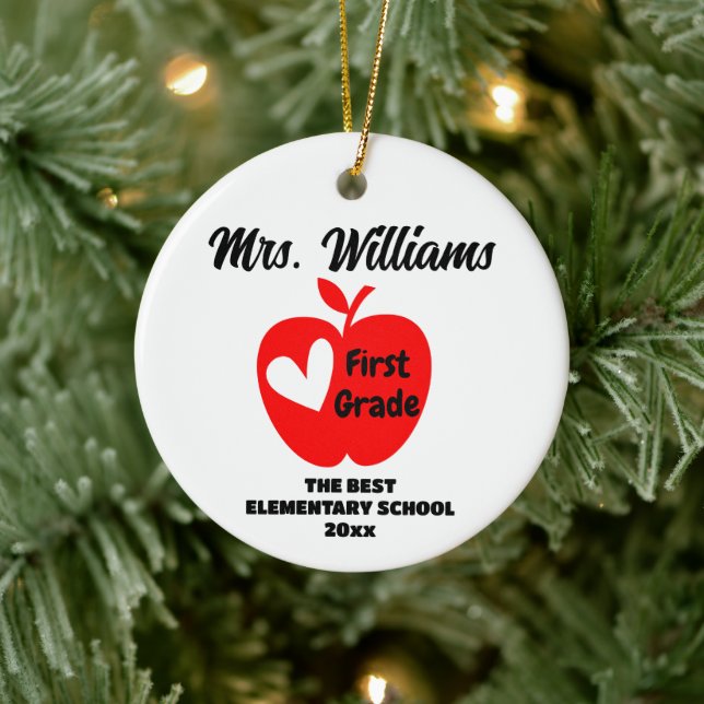 Personalized New Teacher Christmas Gift Graduation Ceramic Ornament (Tree)