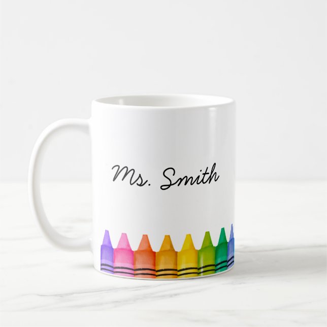 Personalized New Teacher Gift Name Crayon Mug (Left)