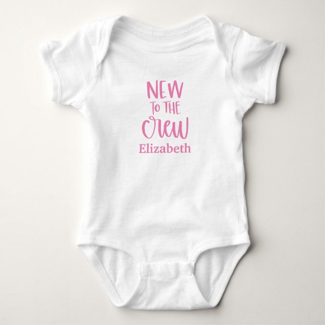Personalized New To The Crew Baby Gift Baby Girl Bodysuit (Front)