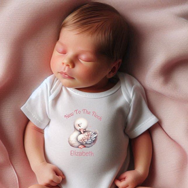 Personalized New To The Flock - Swan  Baby Bodysuit (Creator Uploaded)