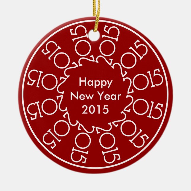 Personalized New Year 2015 Design Ceramic Ornament (Front)