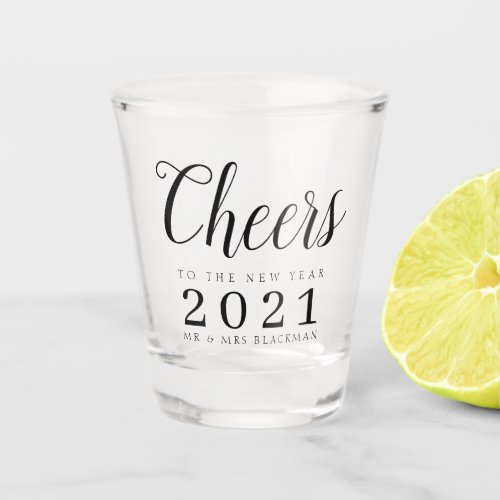 Personalized New Year 2021 Black Typography Shot Glass