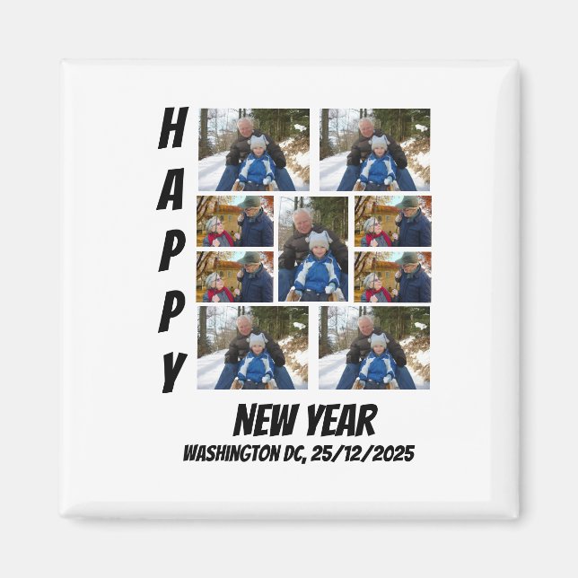 Personalized New year 9 Photo Collage  Magnet (Front)