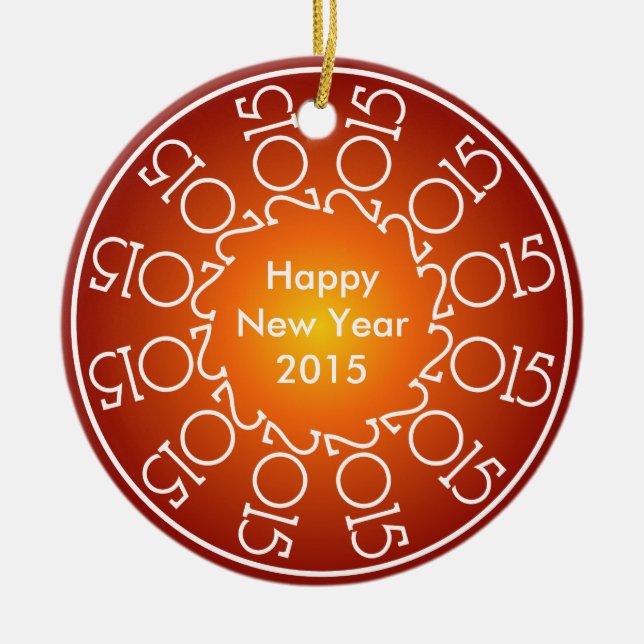 Personalized New Year's 2015 Design Ceramic Ornament (Front)