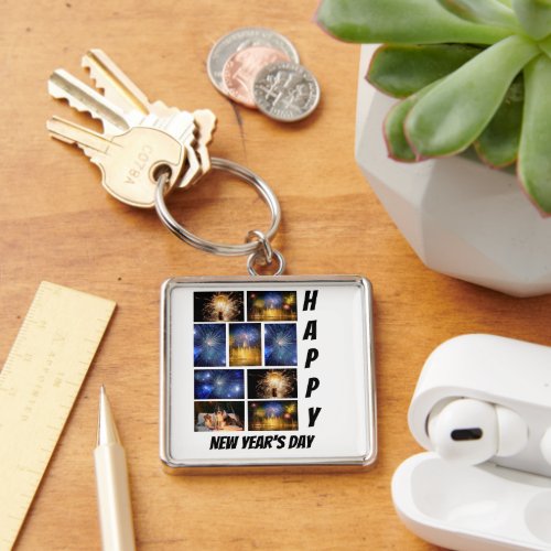 Personalized New Years Day 9  Photo Collage  Keychain