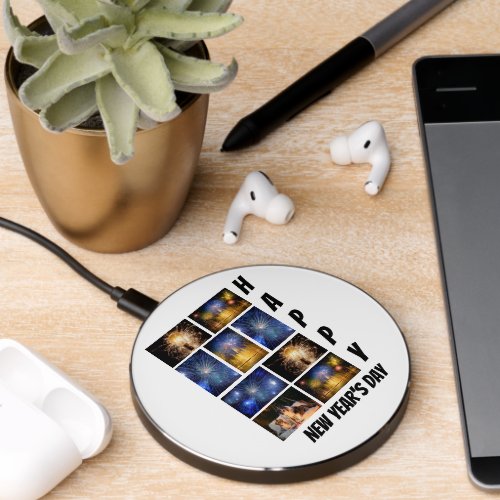 Personalized New Years Day 9  Photo Collage  Wireless Charger