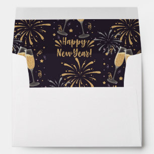Personalized New Years Eve Champagne Fireworks Envelope