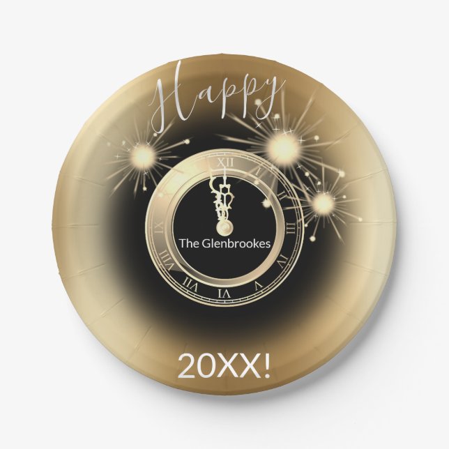 Personalized New Year's Eve Paper Plates (Front)