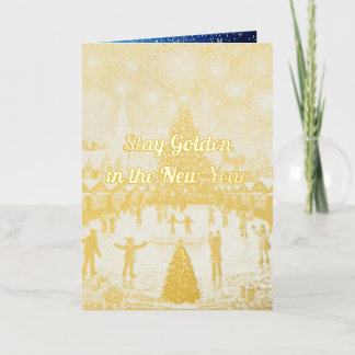 Personalized New Year's greetings in gold  Foil Holiday Card