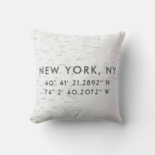 Personalized New York City Map  Light Gray Throw Pillow