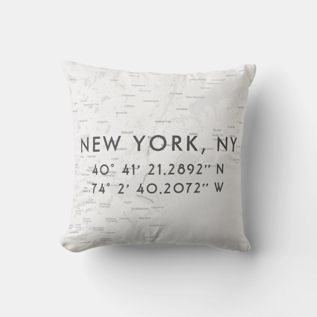 Personalized New York City Map | Light Gray Throw Pillow (Front)