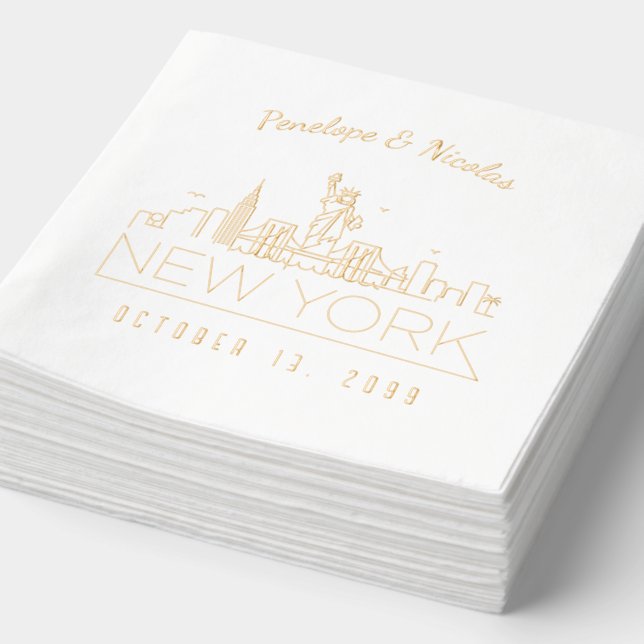 Personalized New York Napkins Gold Foil (Detail)