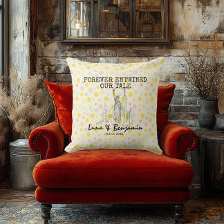Personalized New York Skyline Polka Dot Pattern Throw Pillow