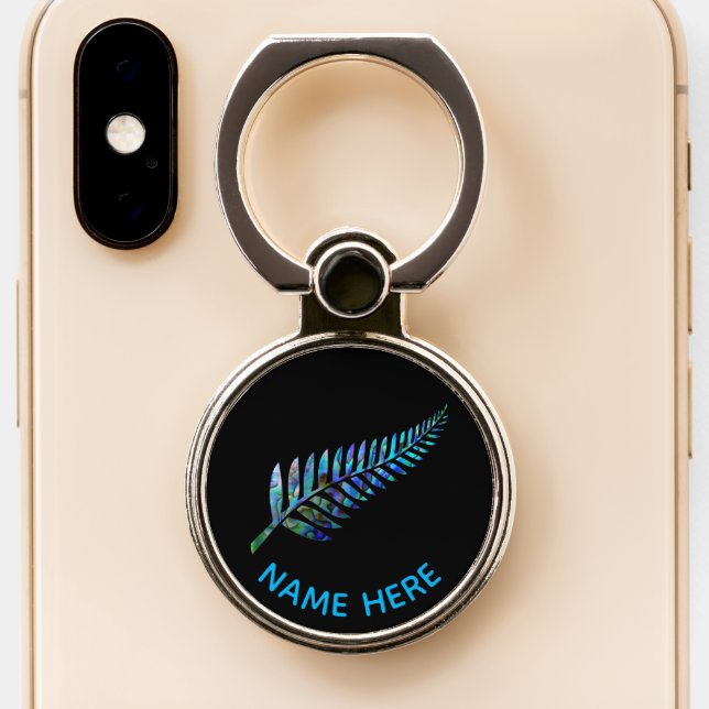 PERSONALIZED NEW ZEALAND FERN PAUA PHONE RING STAN (Close Up)