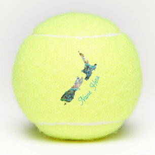 PERSONALIZED NEW ZEALAND MAP PAUA TENNIS BALLS