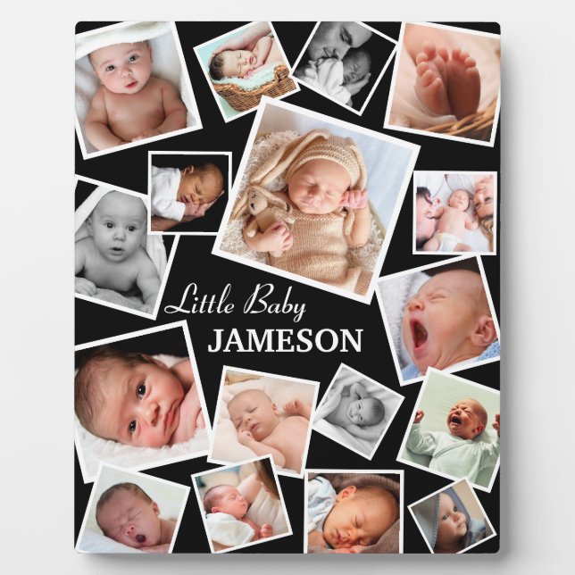 Personalized Newborn Baby 17 Photo | Gift Plaque (Front)