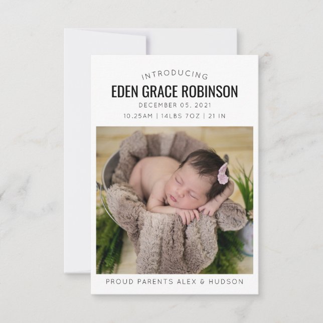 Personalized Newborn Baby Birth Announcement (Front)