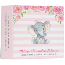Personalized Newborn Baby Girl Elephant Album 3 Ring Binder Personalized Newborn Baby Girl Elephant Album 3 Ring Binder