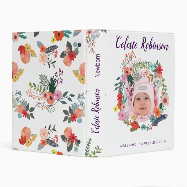 Personalized Newborn Baby Girl Mini Binder (Background)
