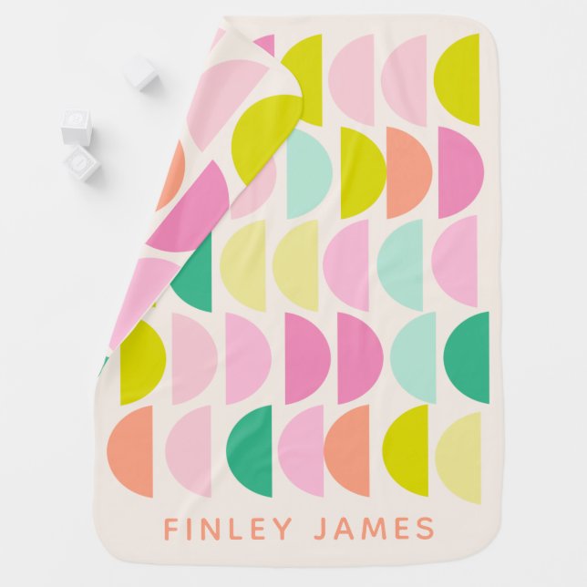 Personalized Newborn Name Pastel Geometric Baby Blanket (In Situ)
