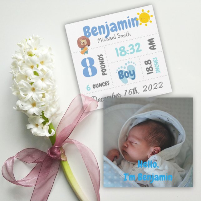 Personalized Newborn Photo Birth Announcement Card (Creator Uploaded)
