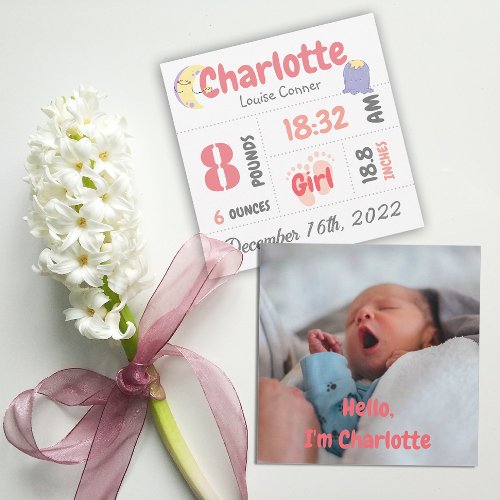 Personalized Newborn Photo Birth Announcement Card