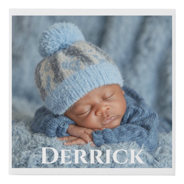 Personalized Newborn Photo Canvas Faux Wrapped   (Front)