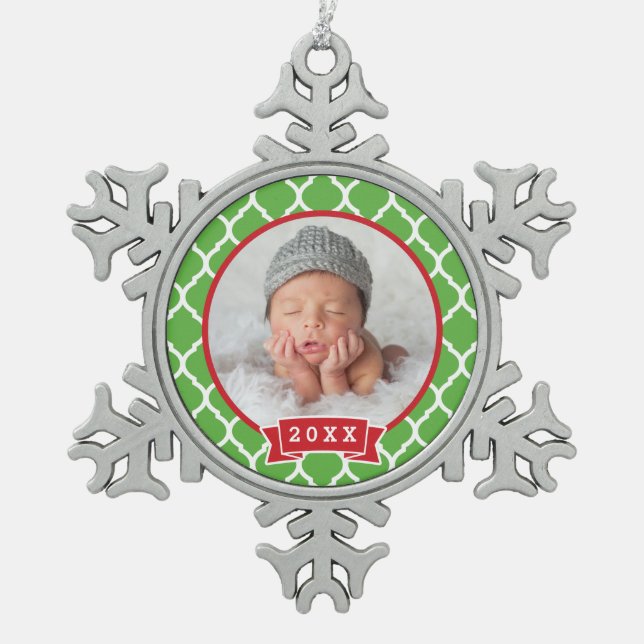 Personalized Newborn Photo Keepsake Ornament (Front)