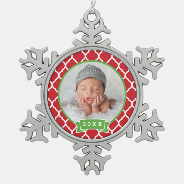 Personalized Newborn Photo Keepsake Ornament (Front)