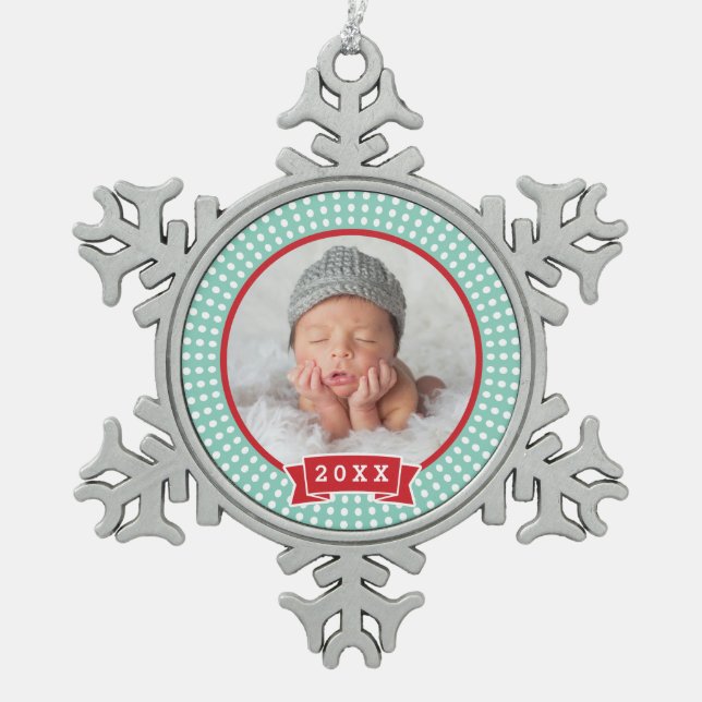 Personalized Newborn Photo Keepsake Ornament (Front)