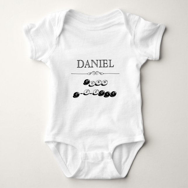 Personalized Newborn Shirt with Name and Birthdate (Front)