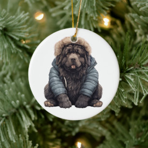 Personalized Newfoundland Dog Ceramic Ornament
