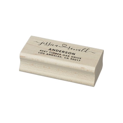 Personalized Newly Weds Calligraphy Script Address Rubber Stamp