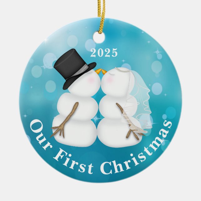 Personalized Newlywed Christmas Ornament (Front)