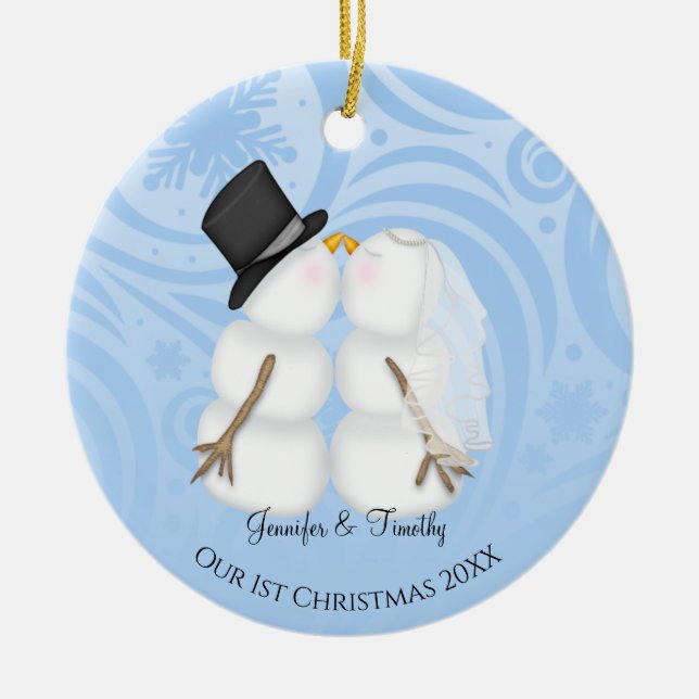Personalized Newlywed Christmas Ornament (Front)